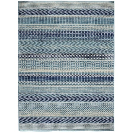 Palacedesigns 4 x 6 ft. Navy Blue Ornate Stripes Area Rug PA3667949